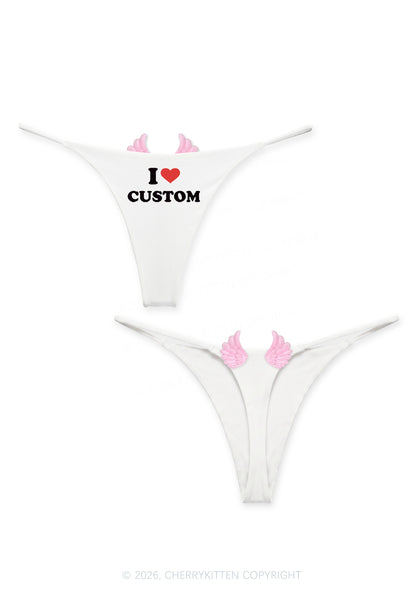 I Love Custom Y2K Goth Angel Wings Bikini String Thong Cherrykitten