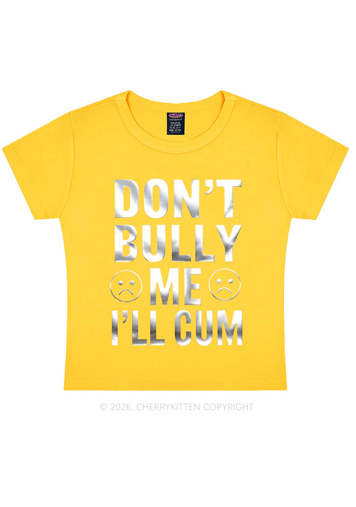 Dont Bully Me Silver Foil Printed Y2K Baby Tee Cherrykitten