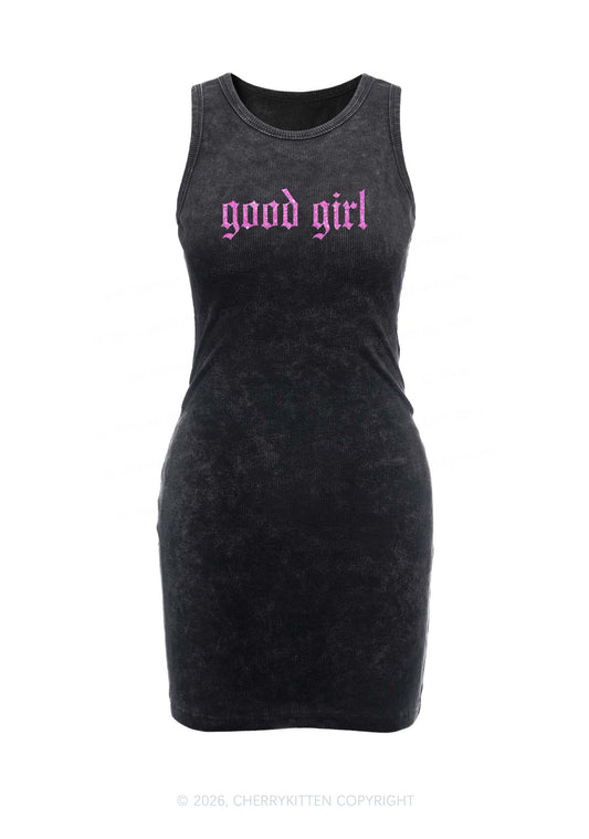 Glitter Good Girl Y2K Washed Tank Dress Cherrykitten