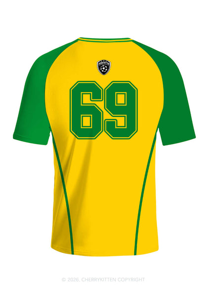 Custom Text Number Yellow Green Y2K Football Jersey Shirts Cherrykitten
