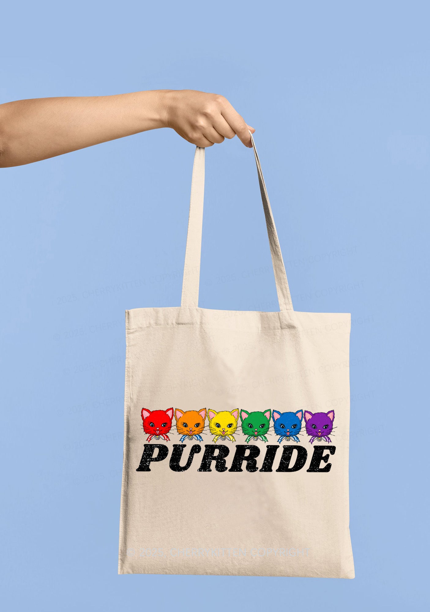 Purride Cat Pride Y2K Canvas Tote Bag Cherrykitten