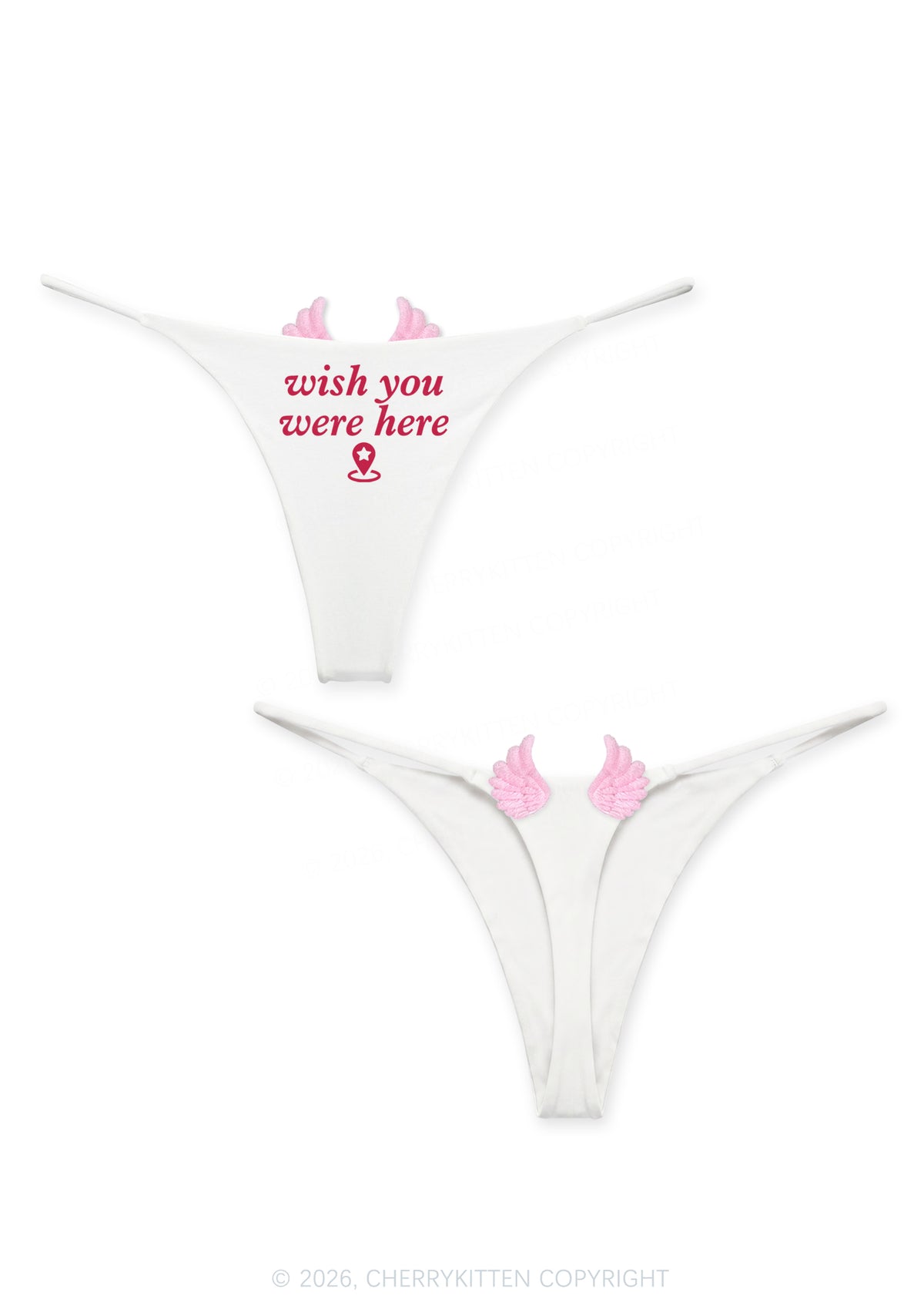 Wish You Were Here Y2K Goth Angel Wings Bikini String Thong Cherrykitten