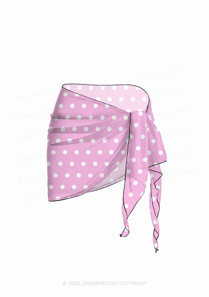 Pink And White Dots Y2K Print Bikini Set Cherrykitten