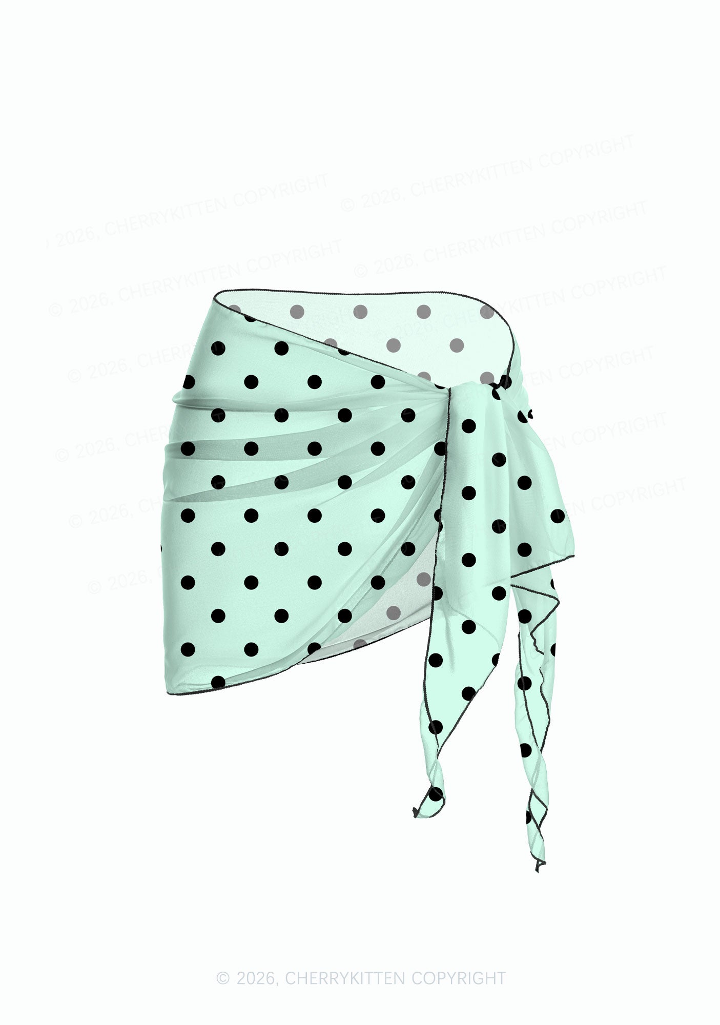 Black Dots On Mint Green Y2K Print Bikini Set Cherrykitten