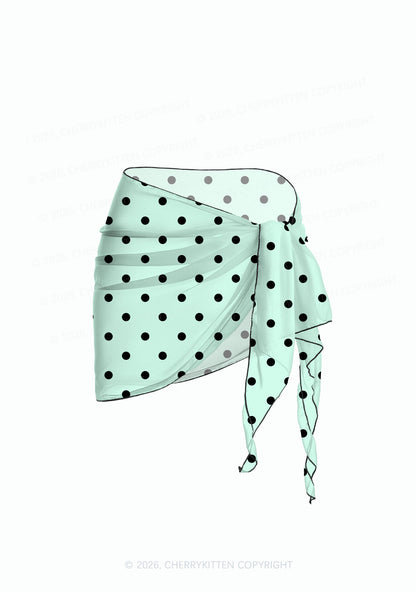 Black Dots On Mint Green Y2K Print Bikini Set Cherrykitten