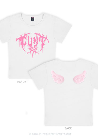 Halloween Punk Cxxt Y2K Goth Angel Wings Baby Tee Cherrykitten