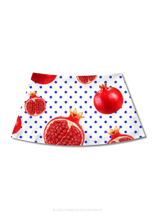 Red Pomegranate Y2K Print Mini Skirt Cherrykitten