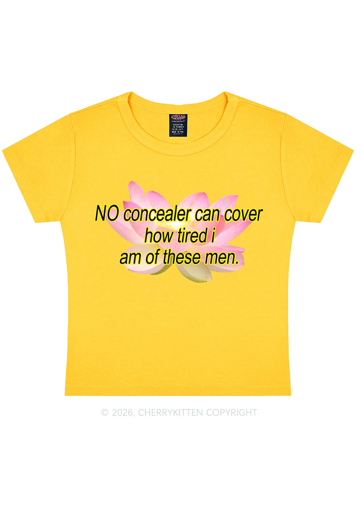 No Concealer Can Cover Men Y2K Baby Tee Cherrykitten