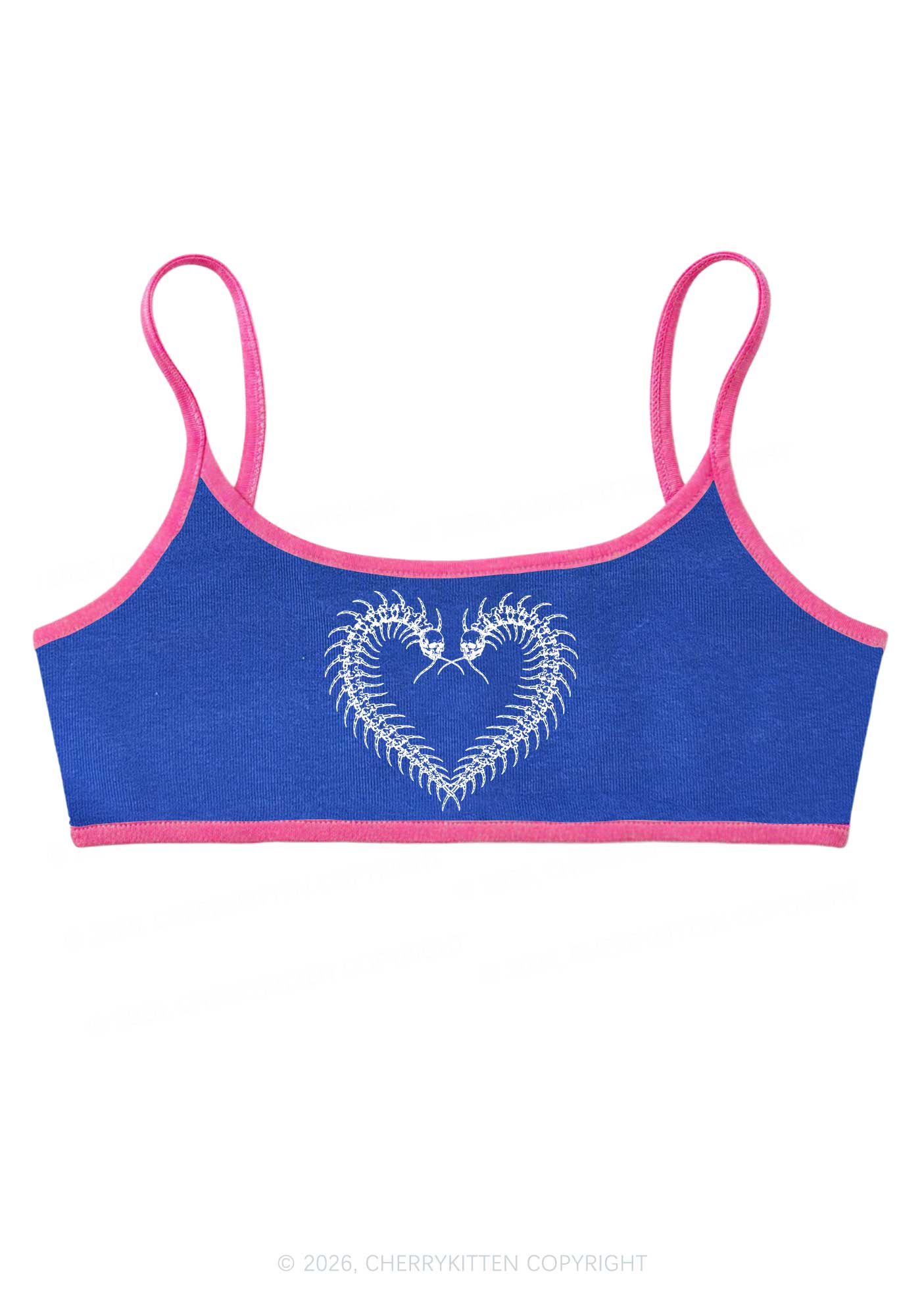 Halloween Centipede Heart Shape Y2K Super Crop Cami Cherrykitten