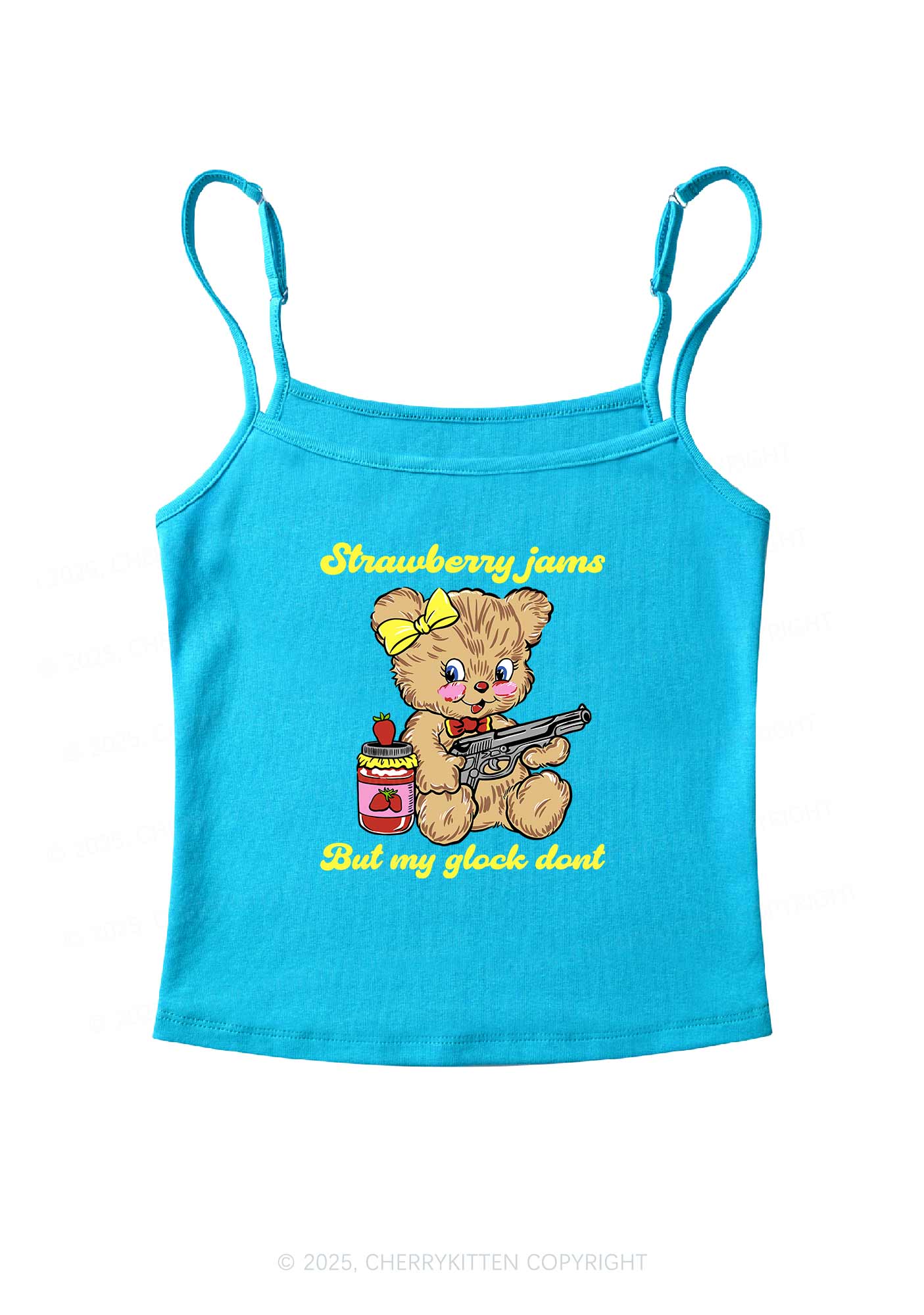 Strawberry Jams Bear Y2K Spaghetti Strap Cami Cherrykitten