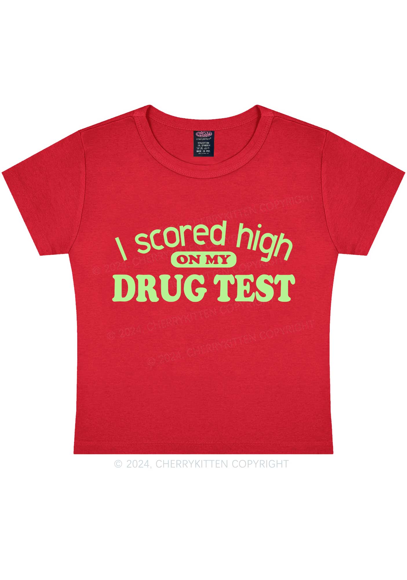 Scored High On Drxg Test Y2K Baby Tee Cherrykitten