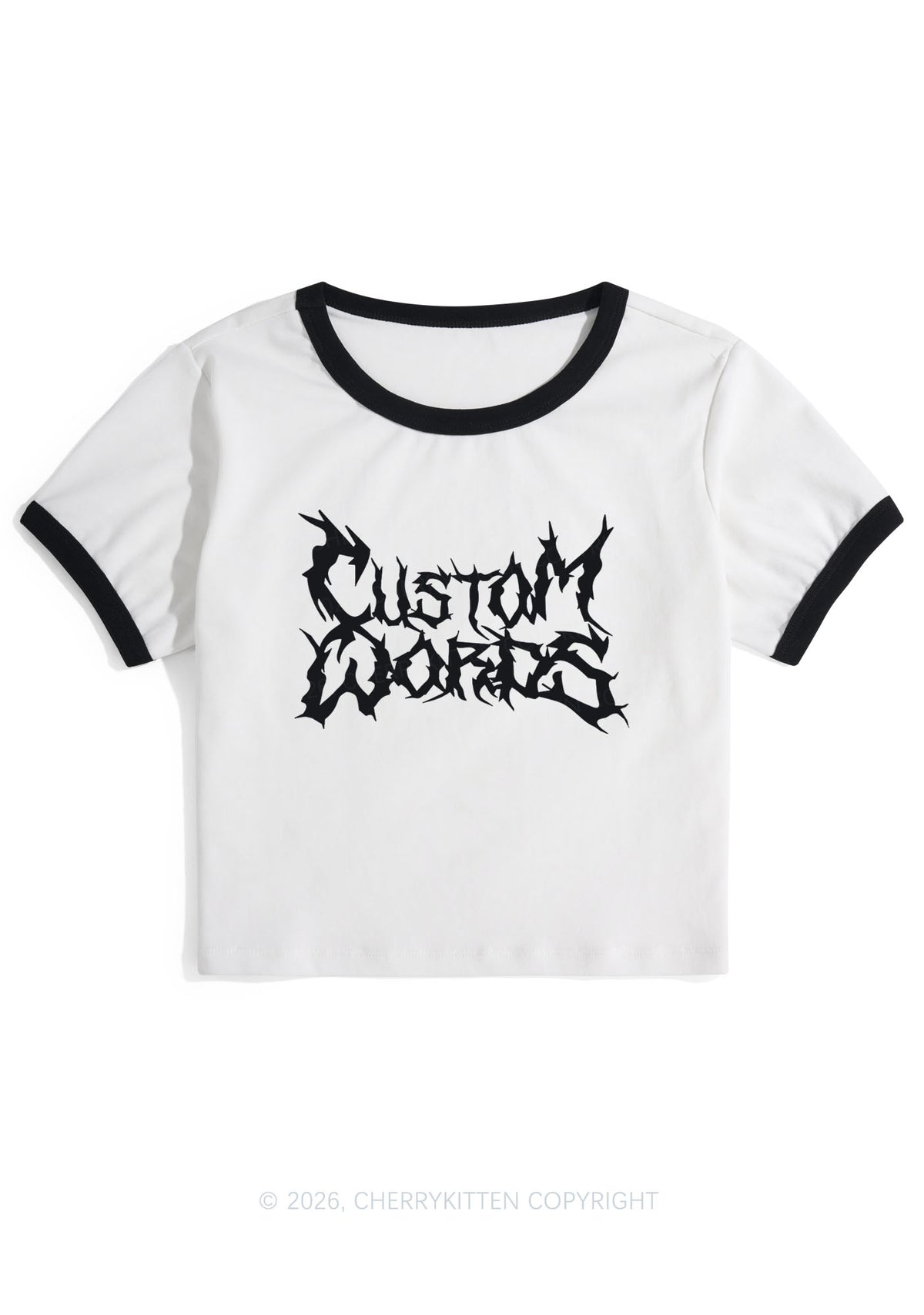Custom Text Punk Font Y2K Ringer Tee Cherrykitten