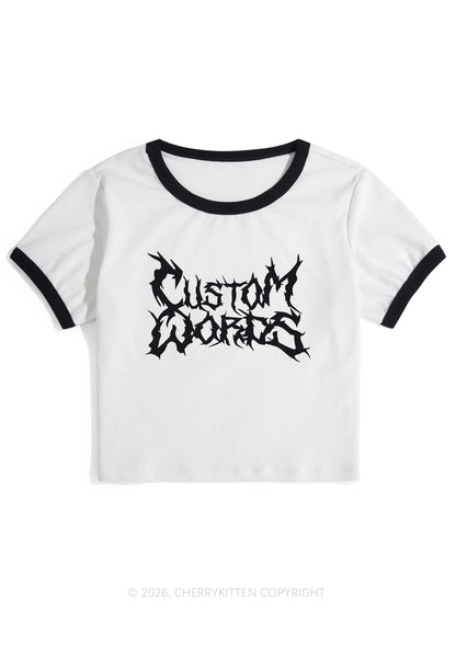Custom Text Punk Font Y2K Ringer Tee Cherrykitten