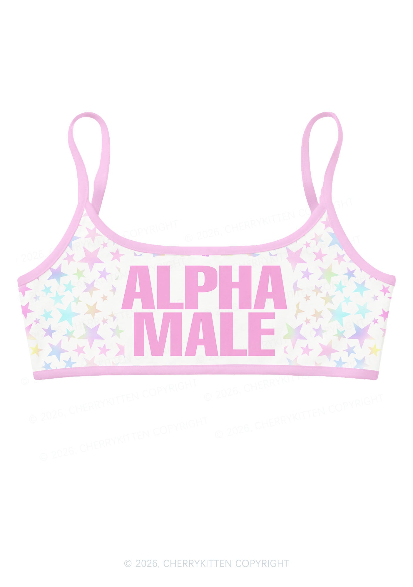 Pastel Star Alpha Male Y2K Print Super Crop Cami Cherrykitten
