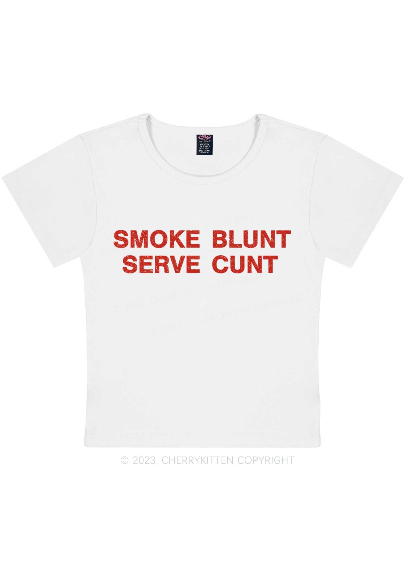 Curvy Smoke Blunt Y2K Baby Tee Cherrykitten