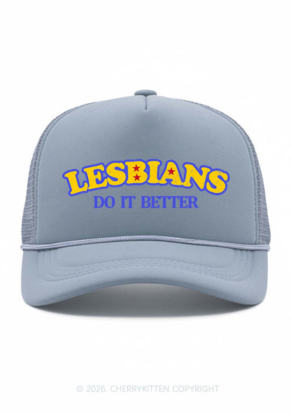 Lesbians Do It Better Pride Y2K Trucker Hat Cherrykitten