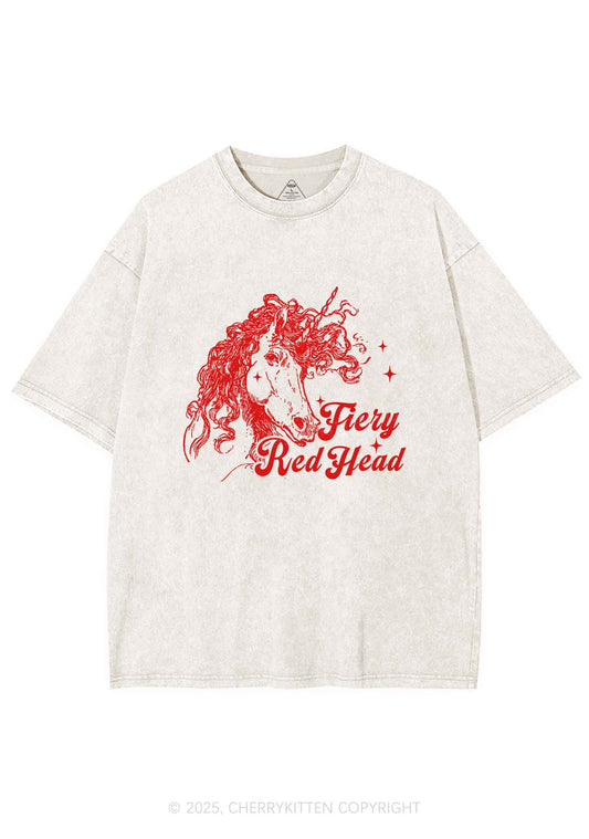 Fiery Red Head Y2K Shirts Washed Tee Cherrykitten