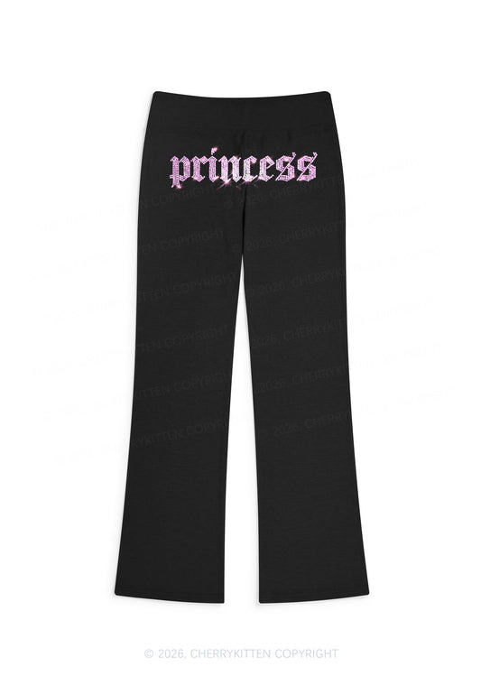 Rhinestone Princess Y2K Low Rise Drawstring Flare Pants Cherrykitten