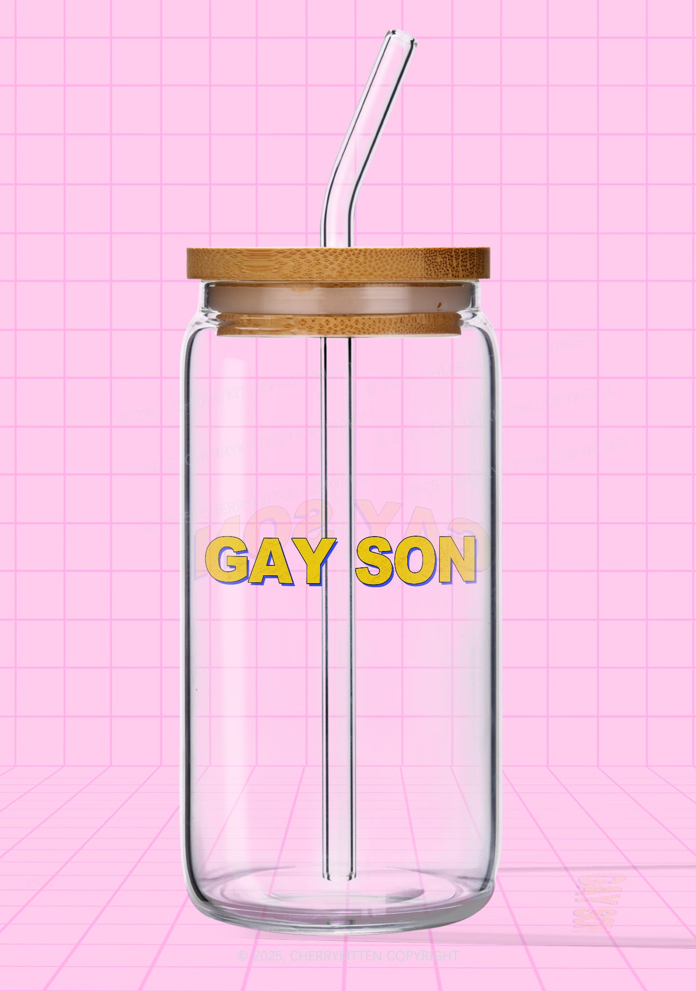 Gay Son Pride Y2K Printed Glass Cup Cherrykitten