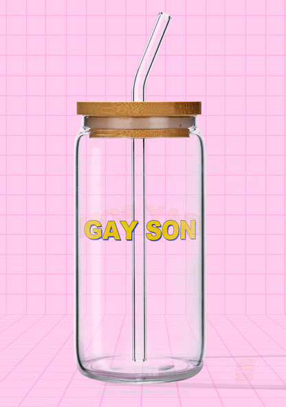 Gay Son Pride Y2K Printed Glass Cup Cherrykitten
