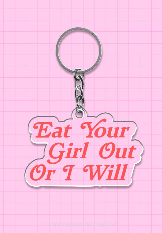 Eat Your Girl Out 1Pc Y2K Keychain Cherrykitten