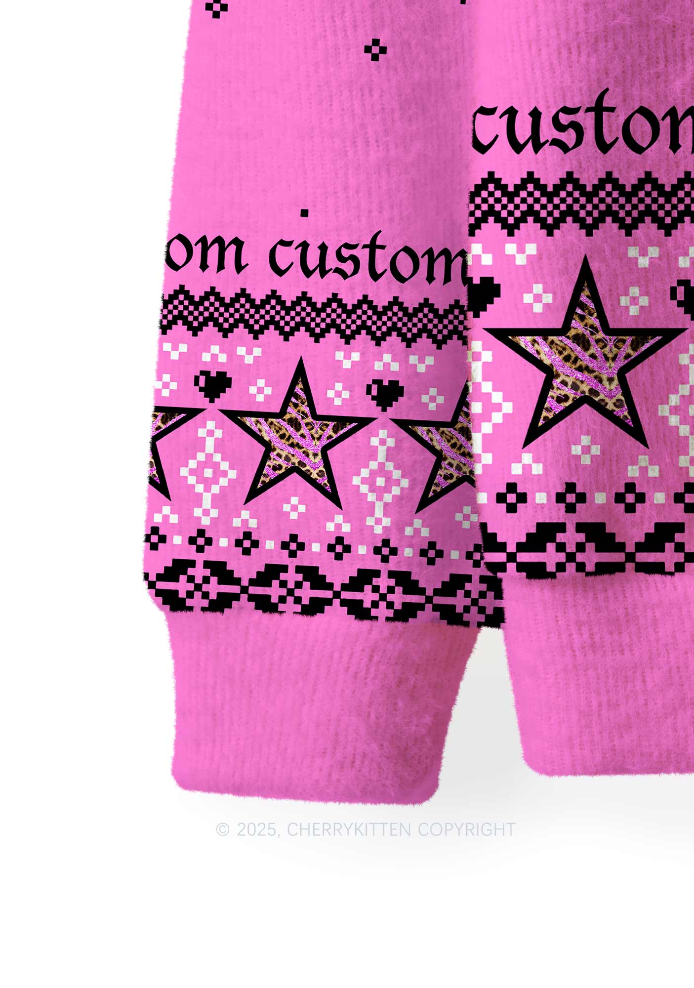 Custom Punk Pet Y2K Christmas Knit Sweatshirt Cherrykitten