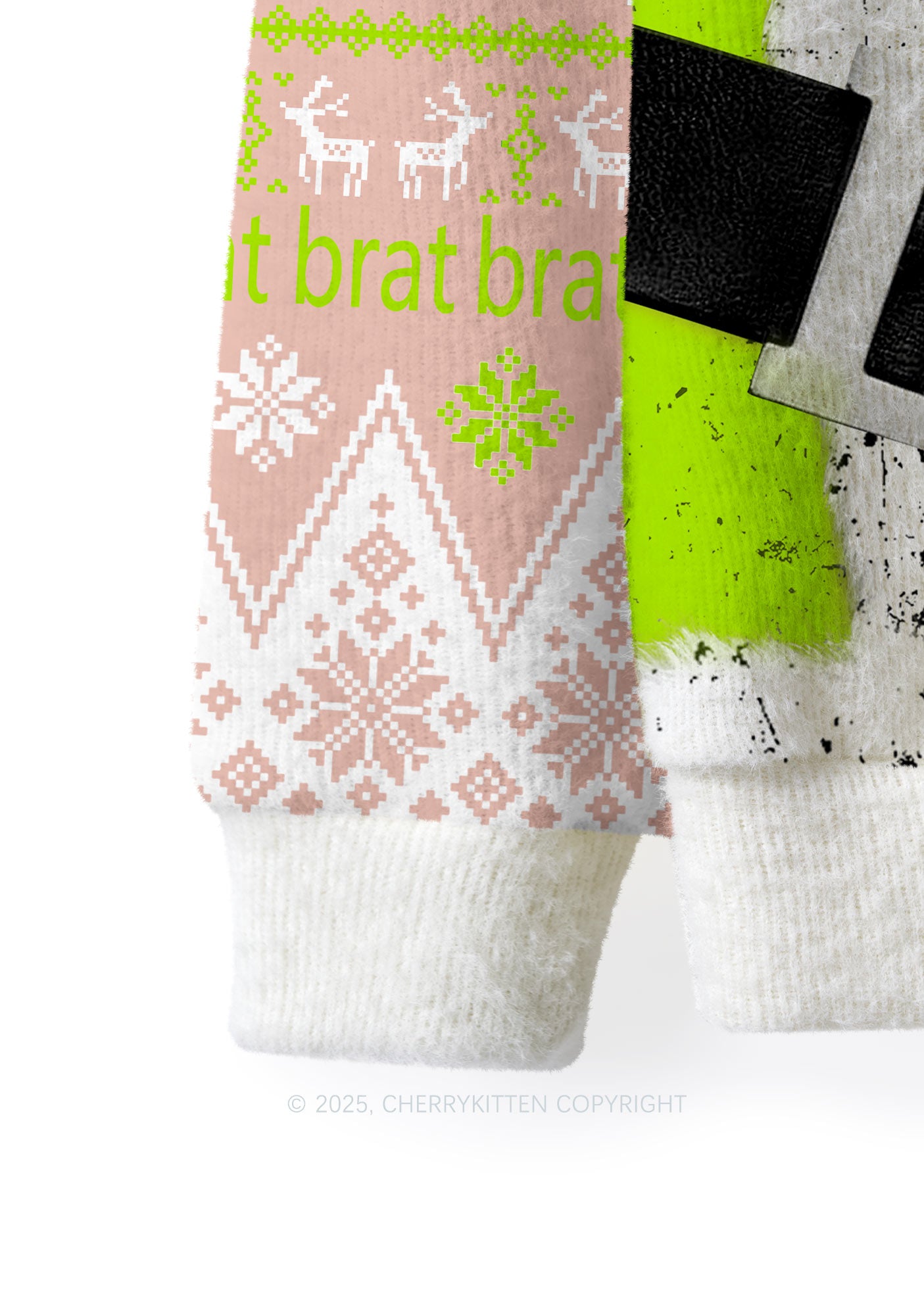 Green Bikini Santa Y2K Christmas Knit Sweatshirt Cherrykitten