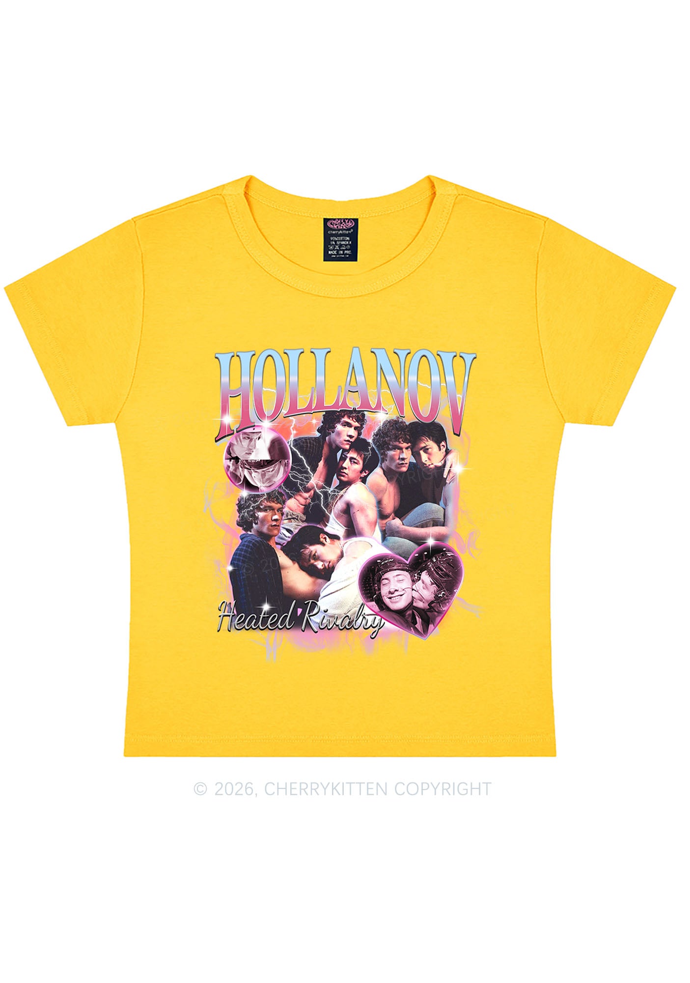 Retro Pink Blue HR Y2K Baby Tee Cherrykitten