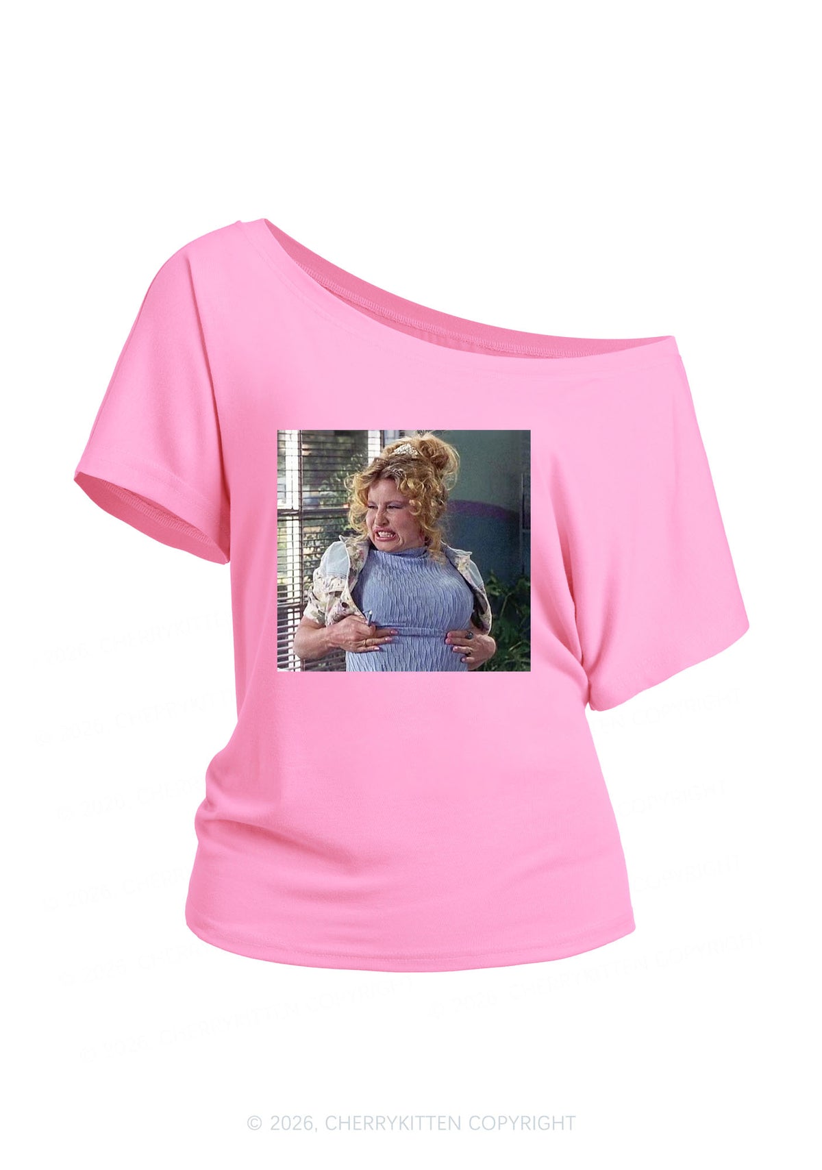 Huge Bxxb Blonde Y2K Off Shoulder Tee Cherrykitten