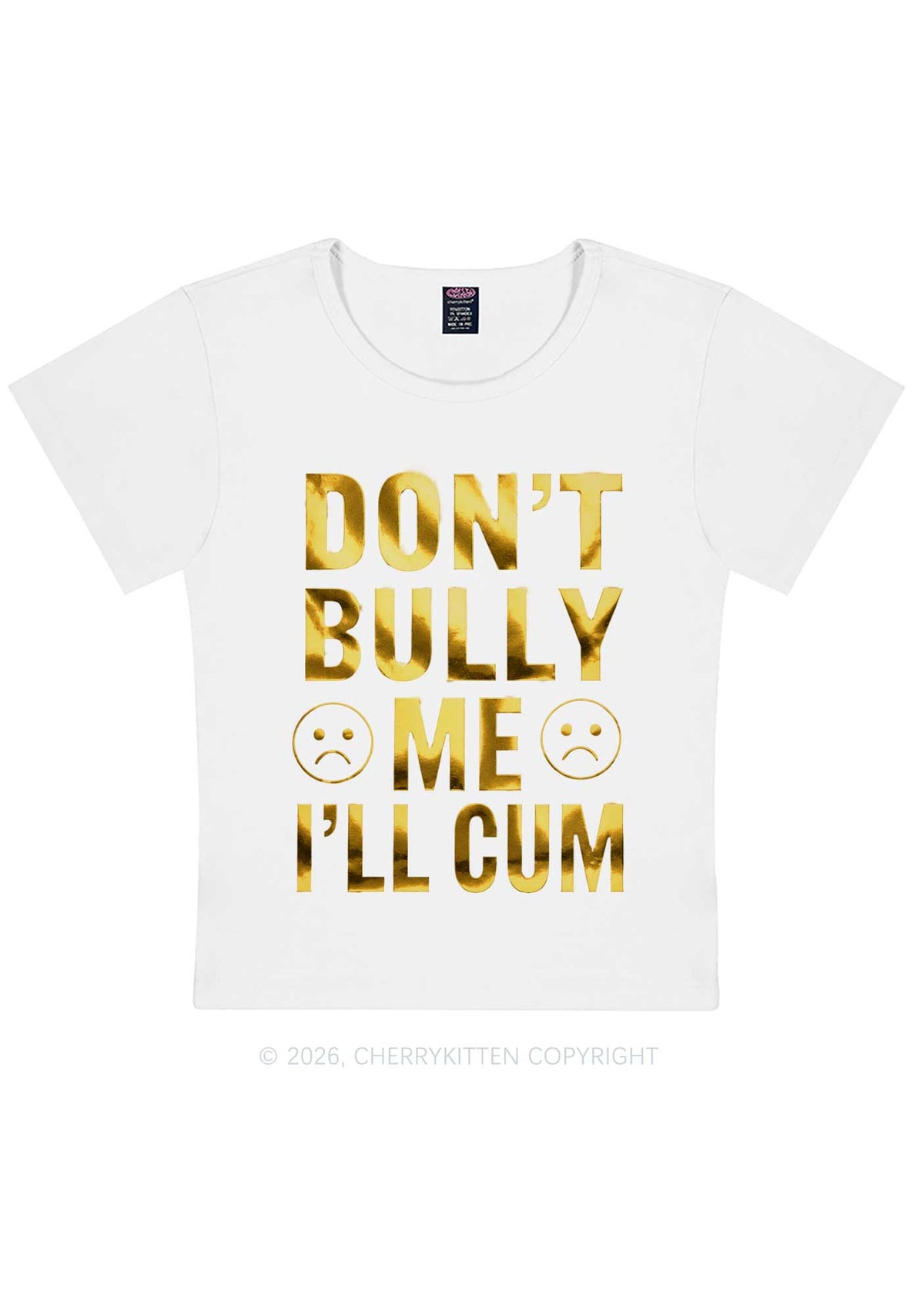 Dont Bully Me Silver Foil Printed Y2K Baby Tee Cherrykitten
