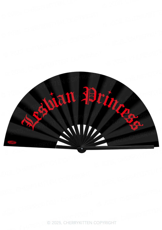 Lesbian Princess Pride Y2K Rave Hand Fan Cherrykitten