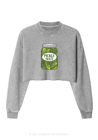 Pickle Slxt Y2K Crop Washed Sweatshirts Cherrykitten