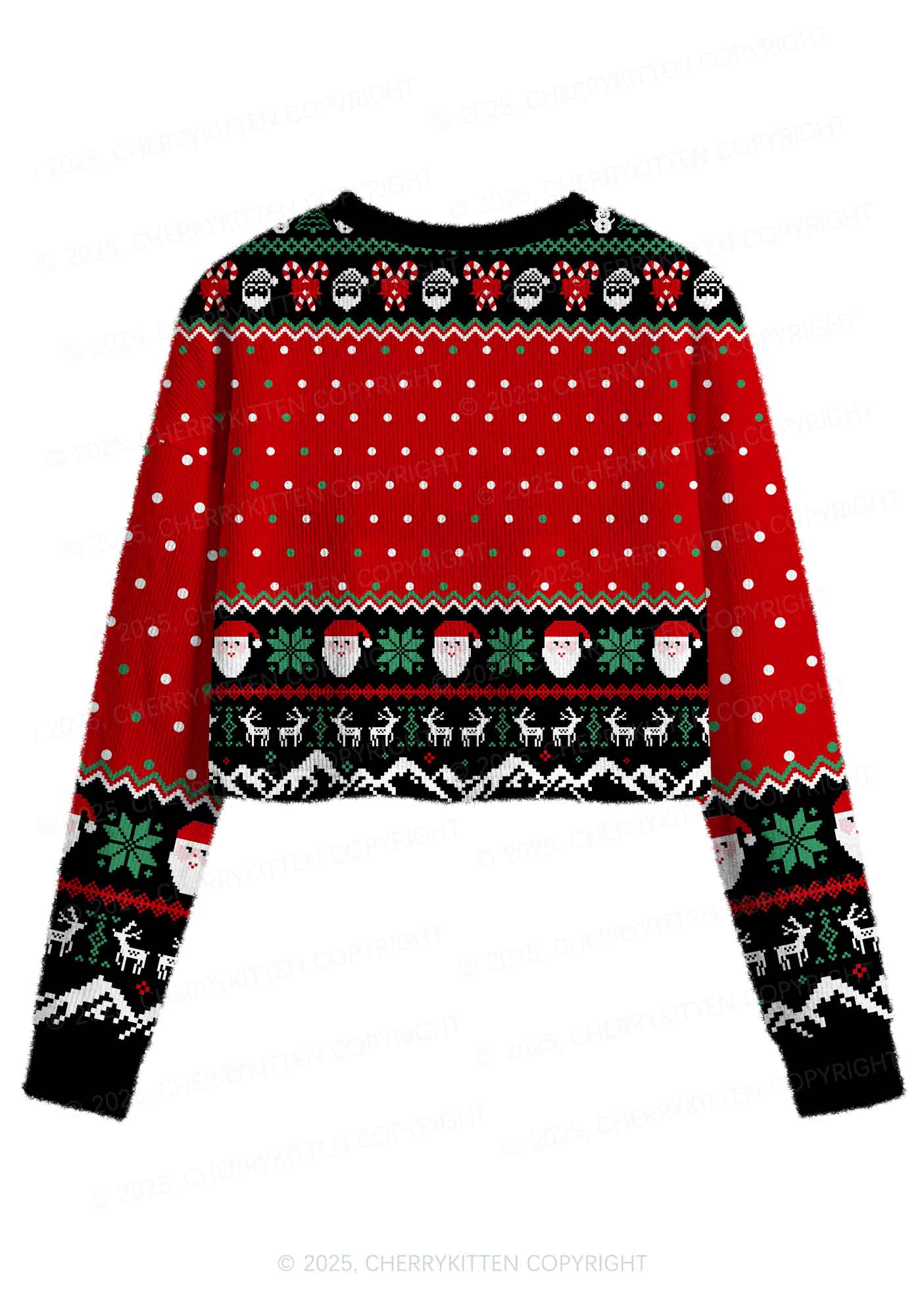 Light Cow Y2K Christmas Crop Knit Sweatshirt Cherrykitten