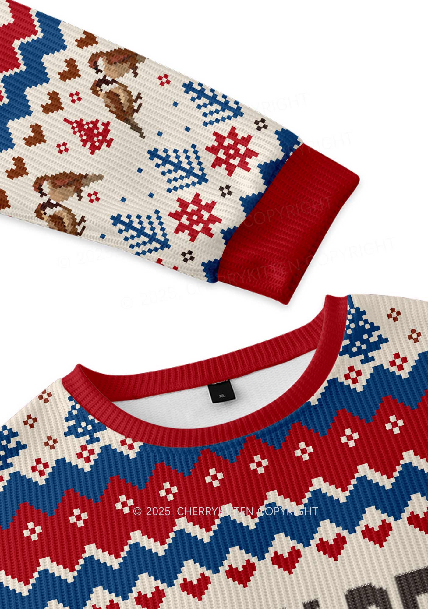 I May Be A Handful Y2K Christmas Knit Sweatshirt Cherrykitten