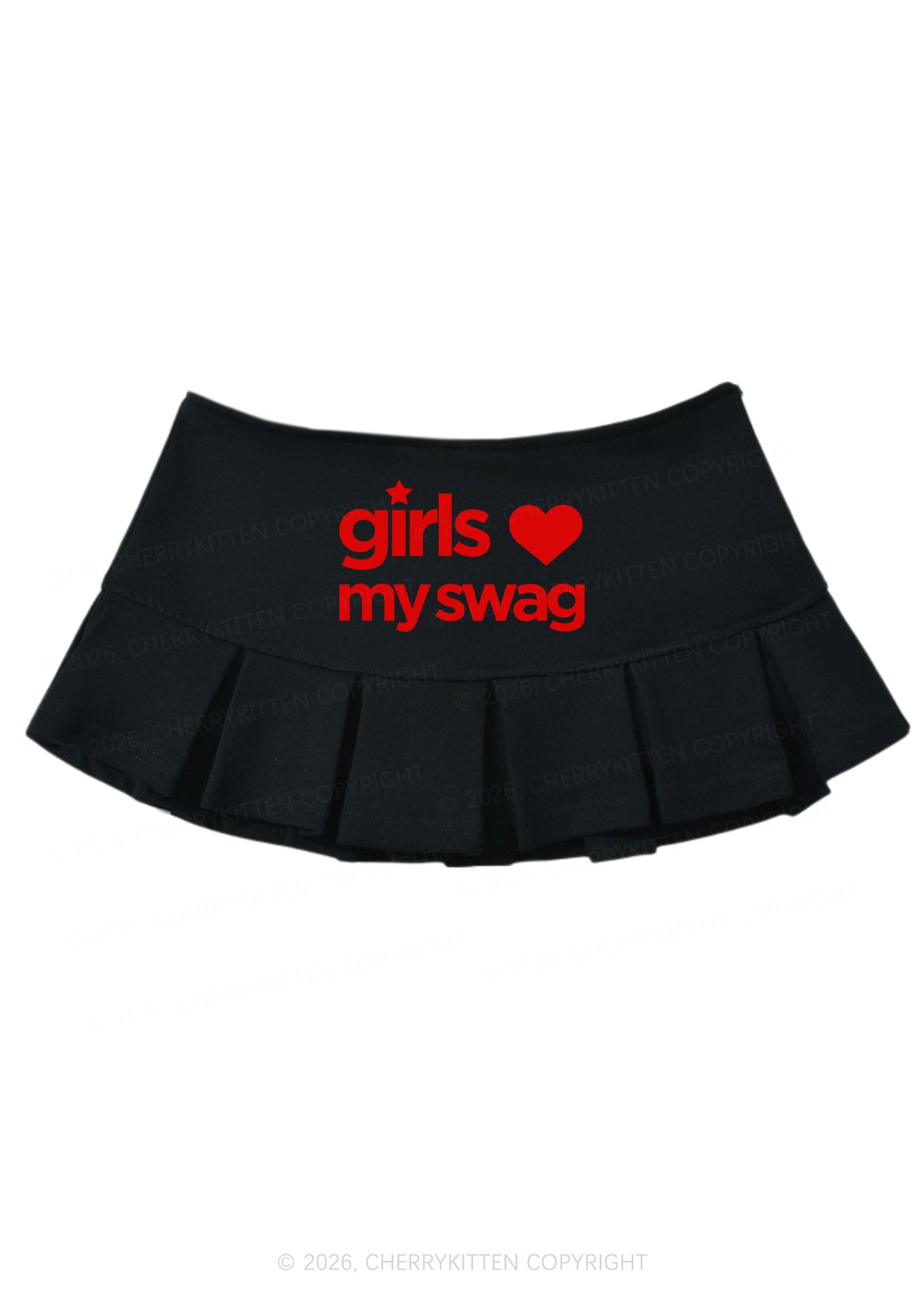 Girls Love My Swag Pride Y2K Mini Pleated Skirts Cherrykitten