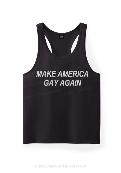 Make America Gay Again Pride Y2K Men Racerback Tank Top Cherrykitten