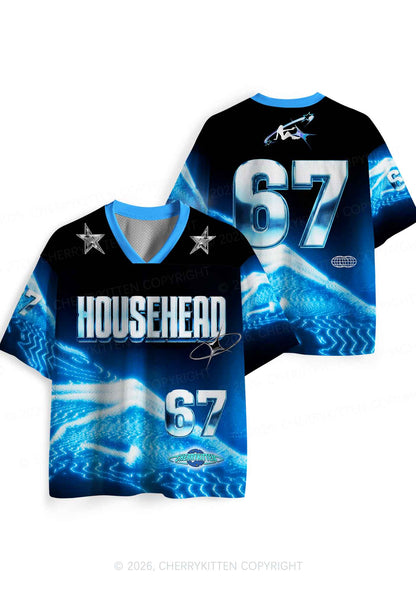 Blue Liquid Wave Househead Y2K Sport Jersey Shirts Cherrykitten