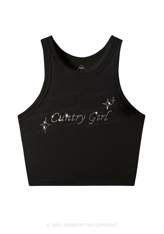 Rhinestone Cxxtry Girl Y2K Crop Tank Top Cherrykitten
