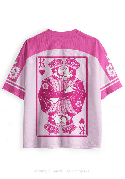 Pink Floral Two Kings Pride Y2K Sport Jersey Shirts Cherrykitten