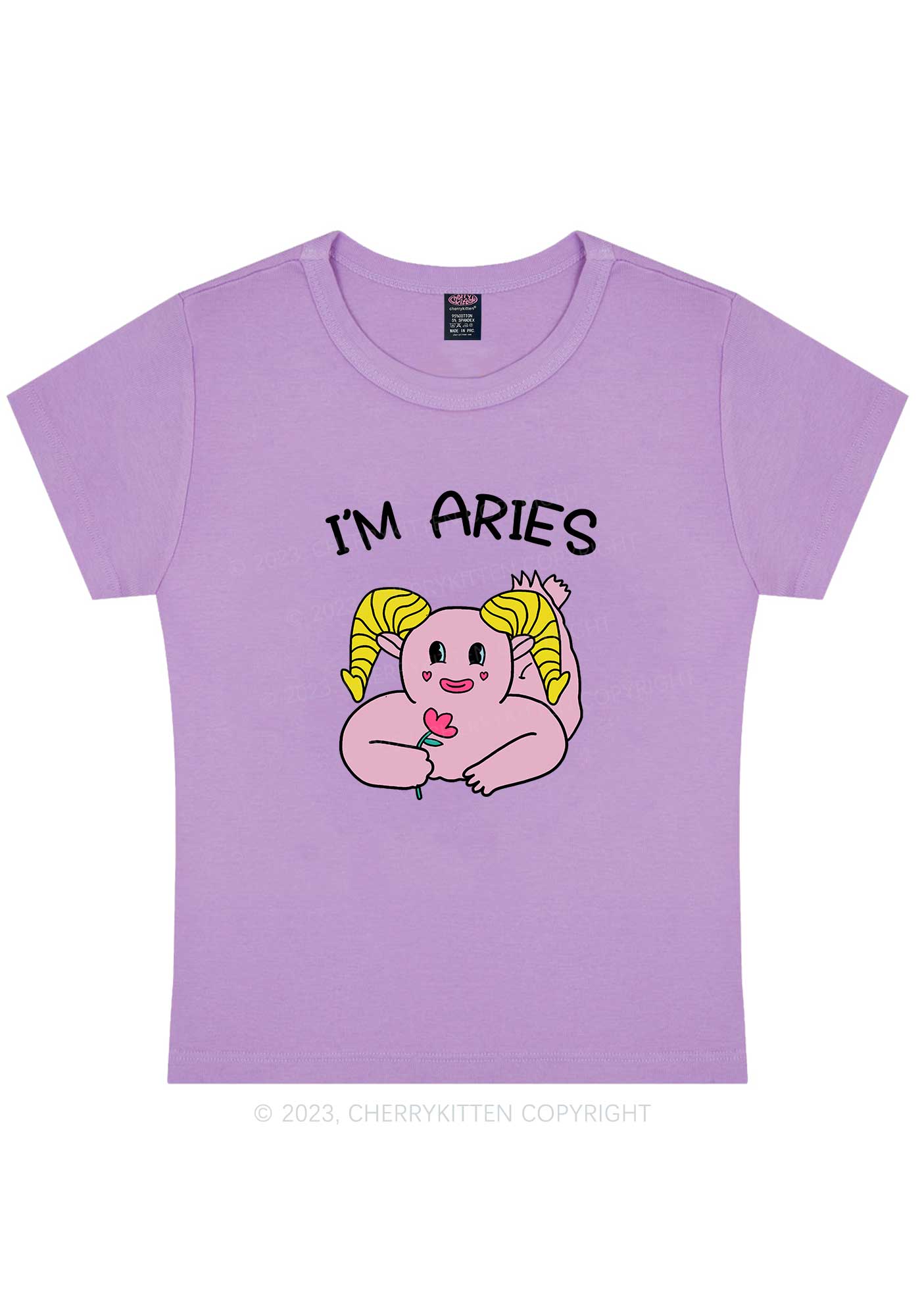 Curvy I'm Aries Y2K Baby Tee Cherrykitten