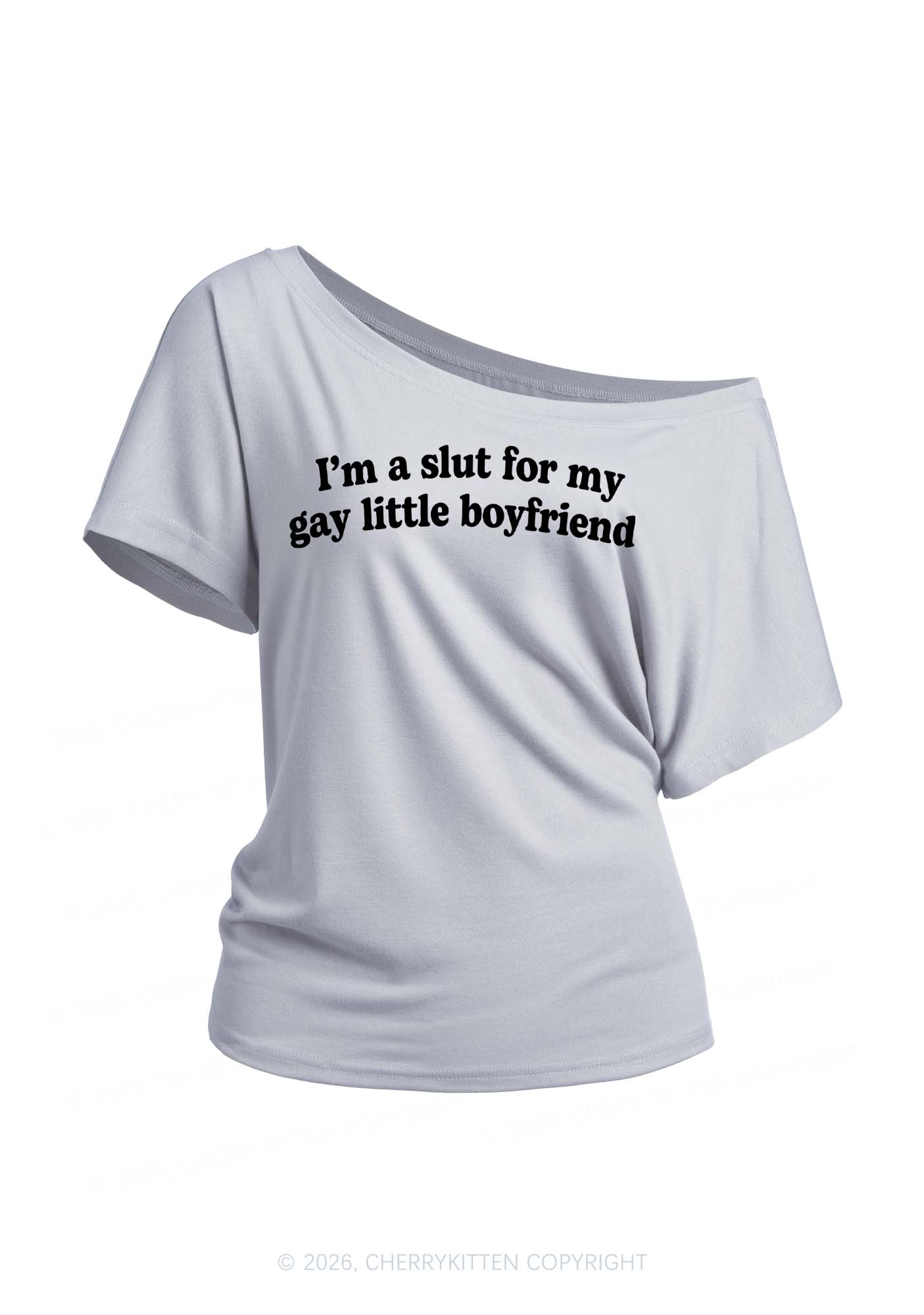 Slxt For My Gay BF Y2K Off Shoulder Tee Cherrykitten