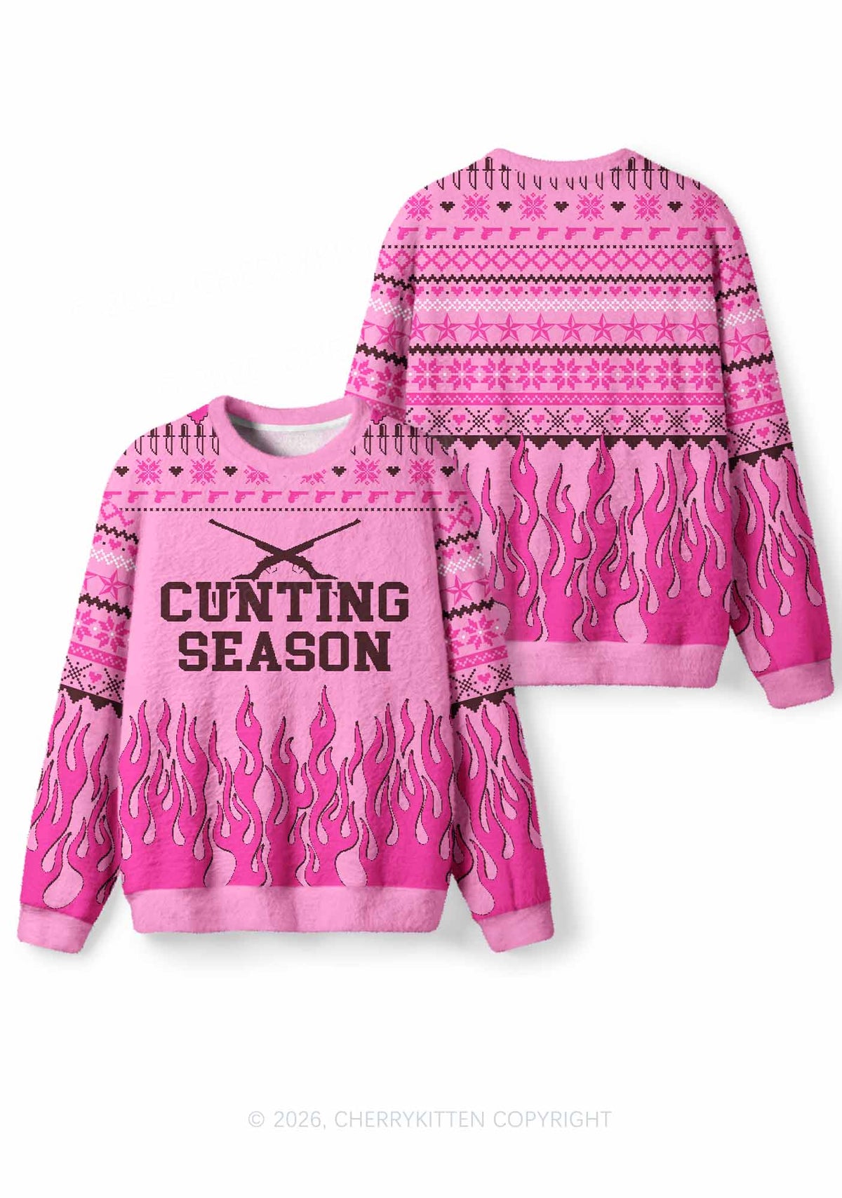 Cunting Season Y2K Christmas Knit Sweatshirt Cherrykitten