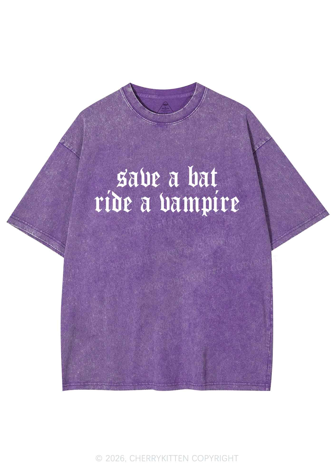 Halloween Ride A Vampire Y2K Shirts Washed Tee Cherrykitten