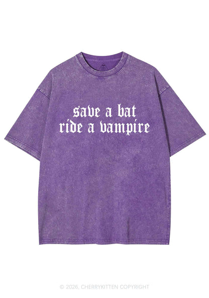 Halloween Ride A Vampire Y2K Shirts Washed Tee Cherrykitten