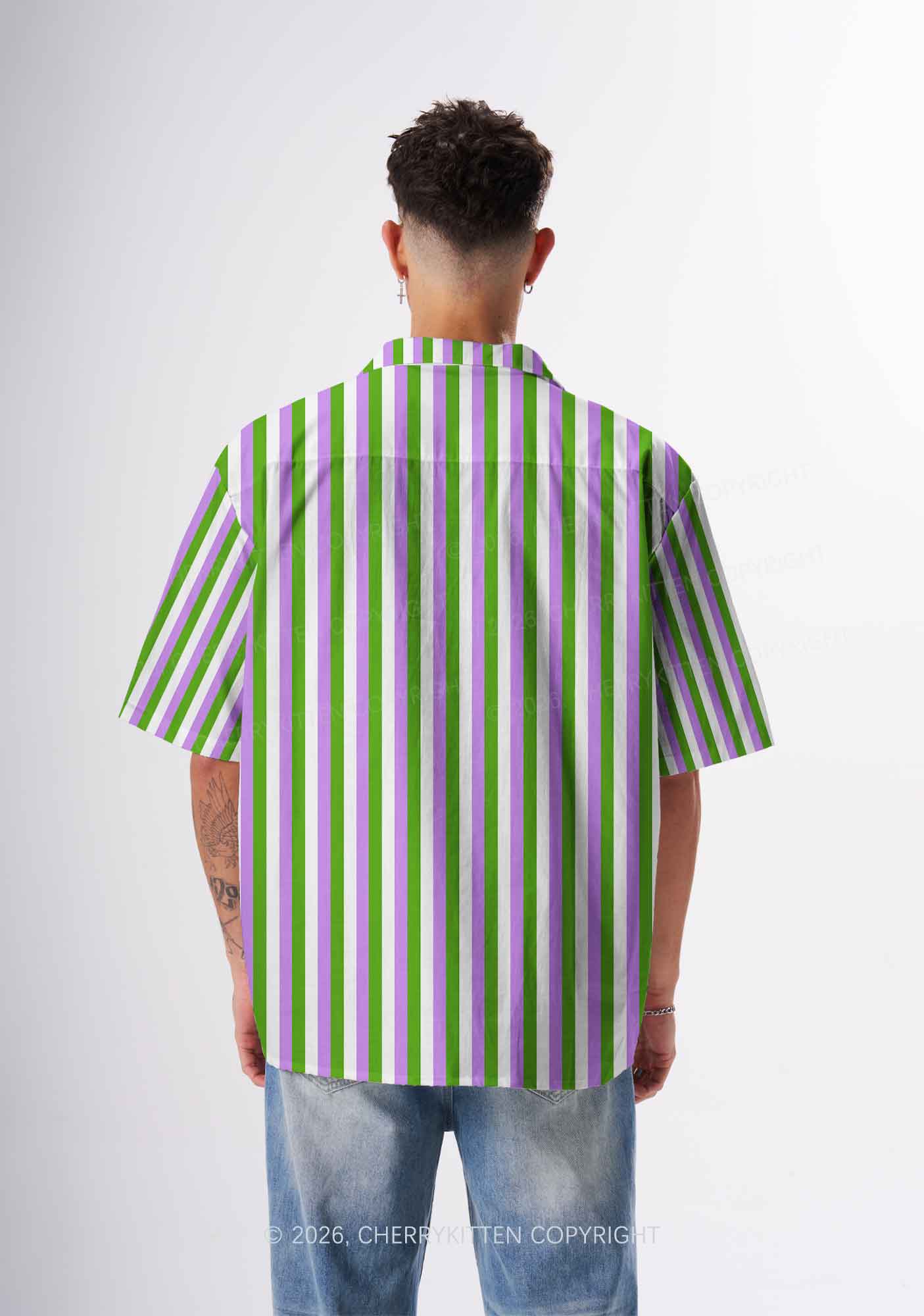 Genderqueer Flag Pride Y2K Print Hawaiian Shirt Cherrykitten