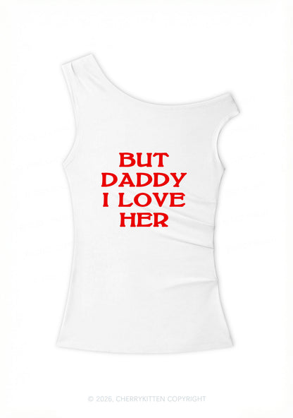 But Daddy I Love Her Pride Y2K Off Shoulder Tank Top Cherrykitten