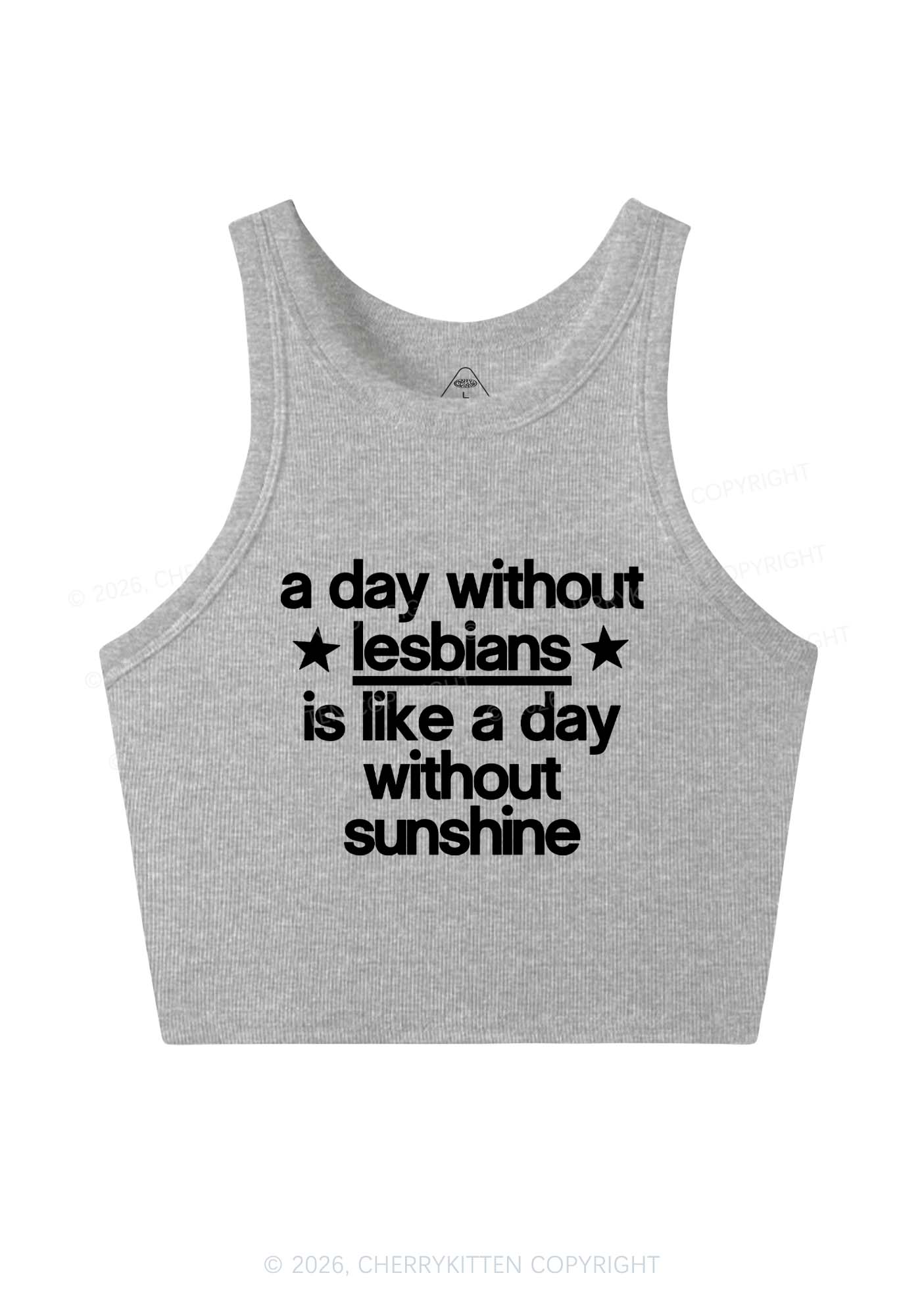 Lesbians Is Like Sunshine Pride Y2K Crop Tank Top Cherrykitten