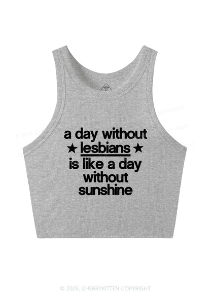 Lesbians Is Like Sunshine Pride Y2K Crop Tank Top Cherrykitten