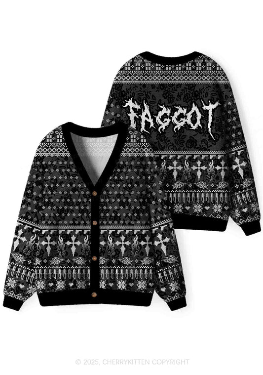 Punk Faggot Pride Y2K Christmas Cardigan Knit Sweatshirt Cherrykitten