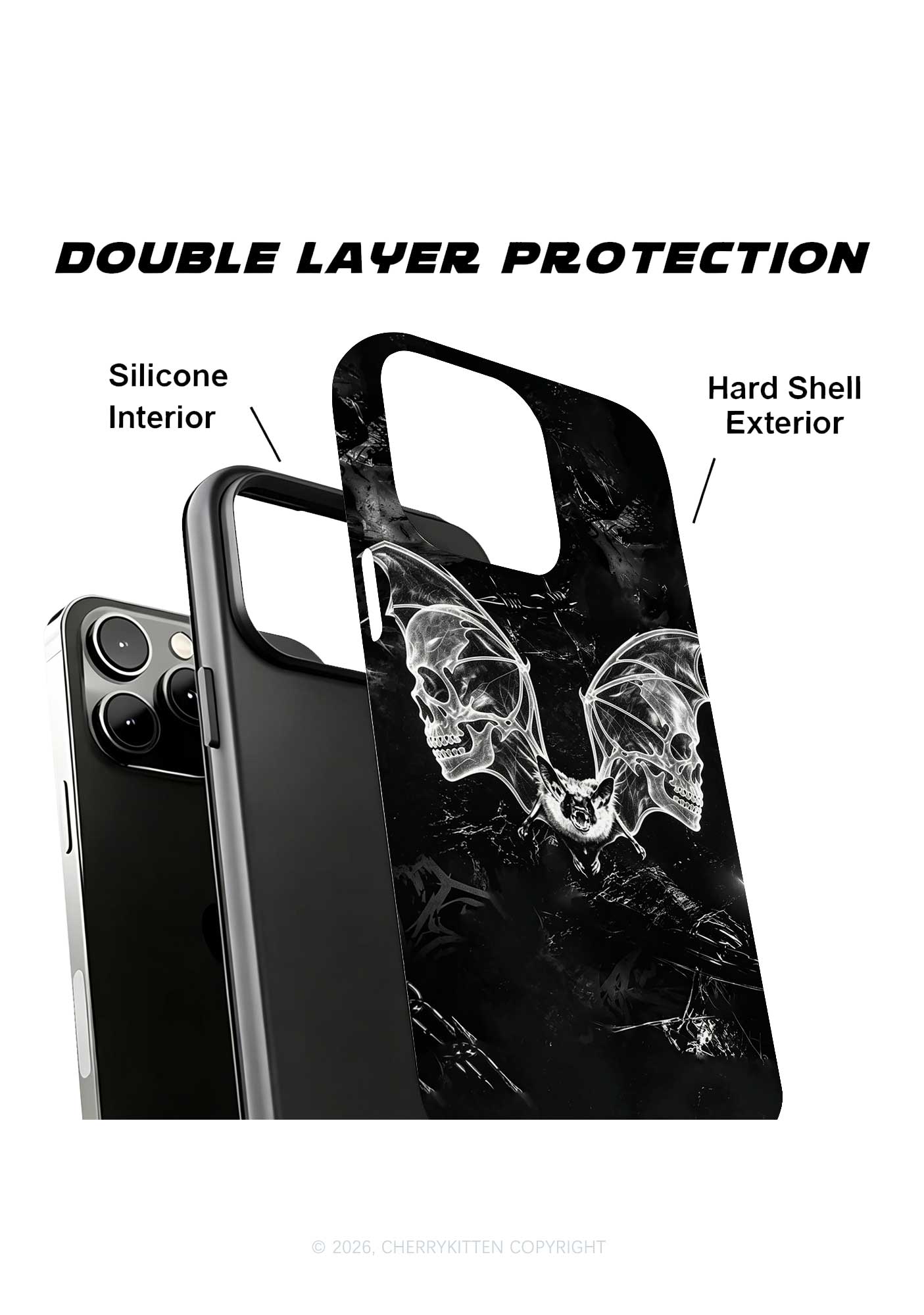 Halloween Bat Skeleton Wings Y2K Phone Case Cherrykitten